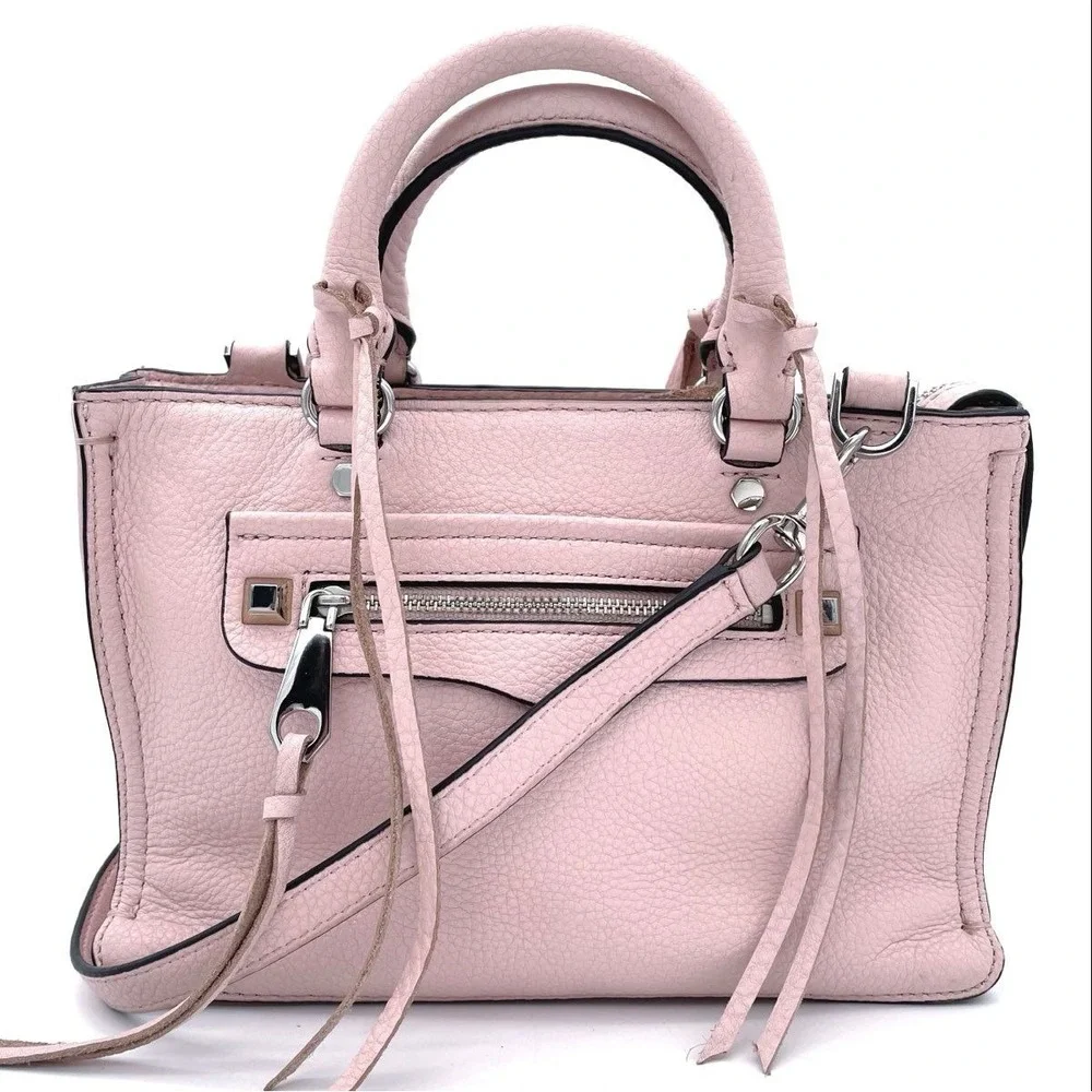 Rebecca Minkoff Women's Pink Pebbled Leather Regan Mini Satchel Handbag COA